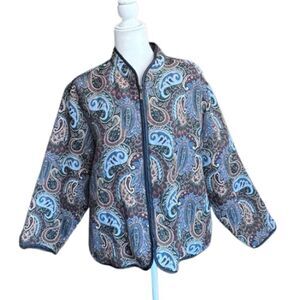 BonWorth Y2K Tapestry Jacket Paisley Pockets Zip Up Casual SZ L P